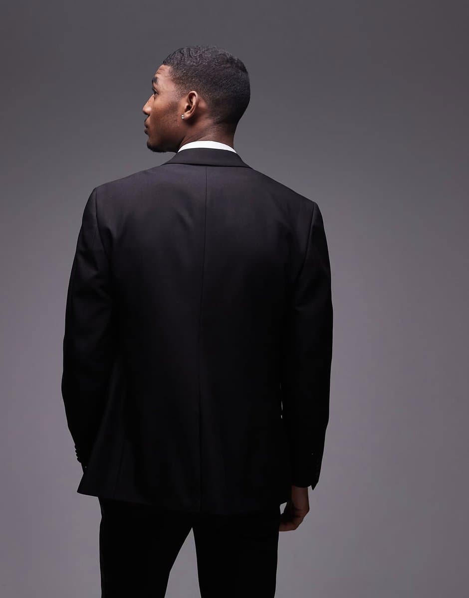 ASOS Topman slim tux suit jacket in black - 4