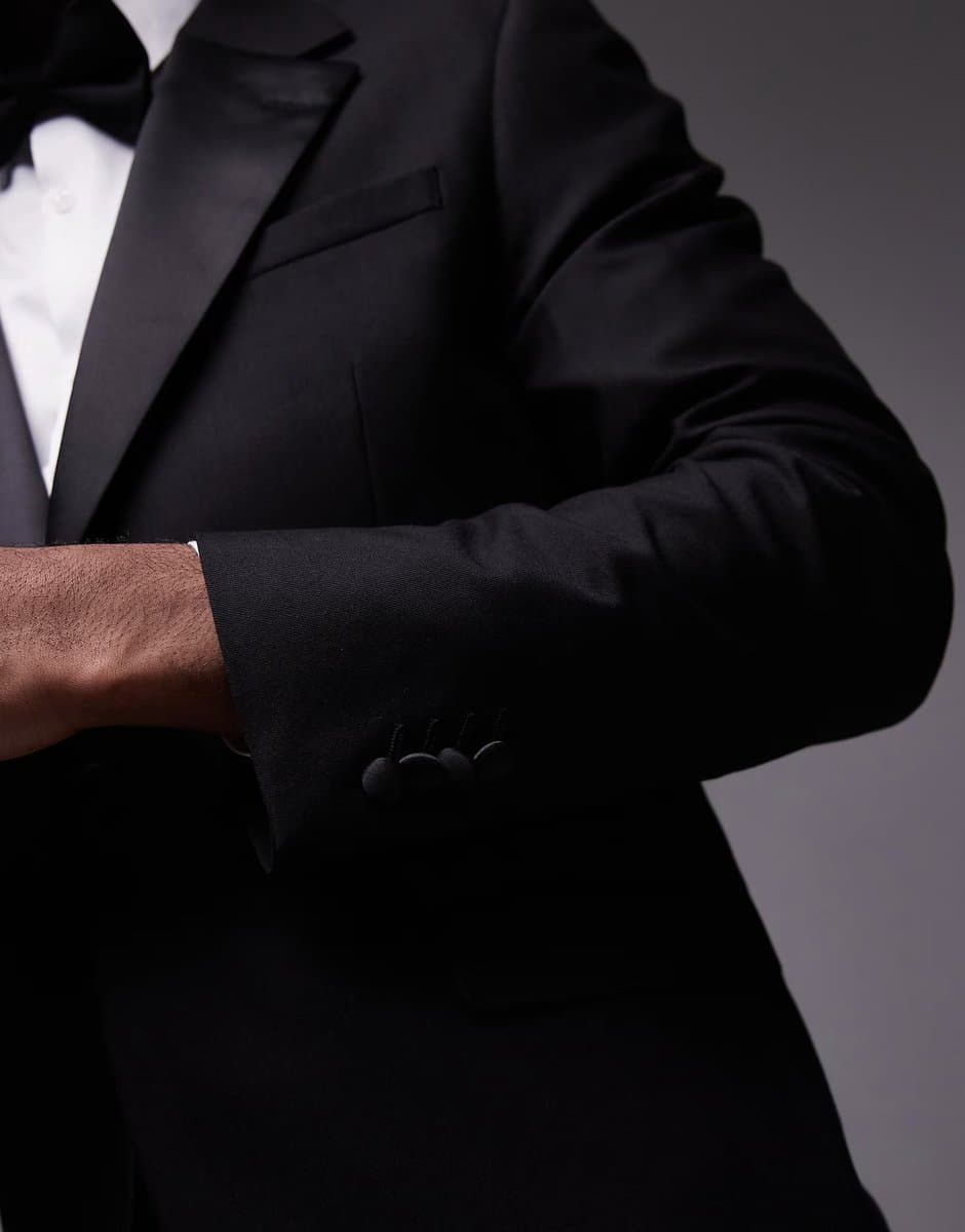 ASOS Topman slim tux suit jacket in black - 5