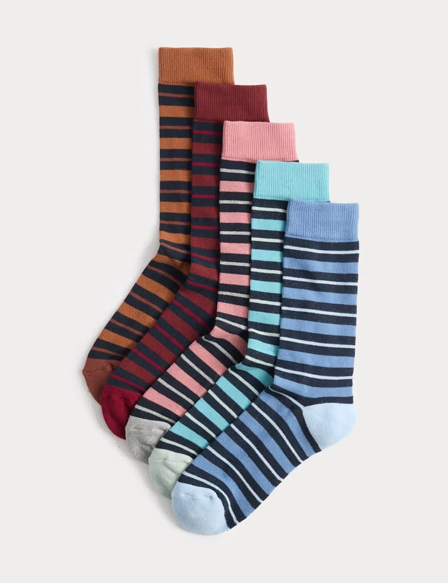 Marks & Spencer M&S 5 Pack Cool & Fresh Cotton Rich Cushioned Socks Multi - 2