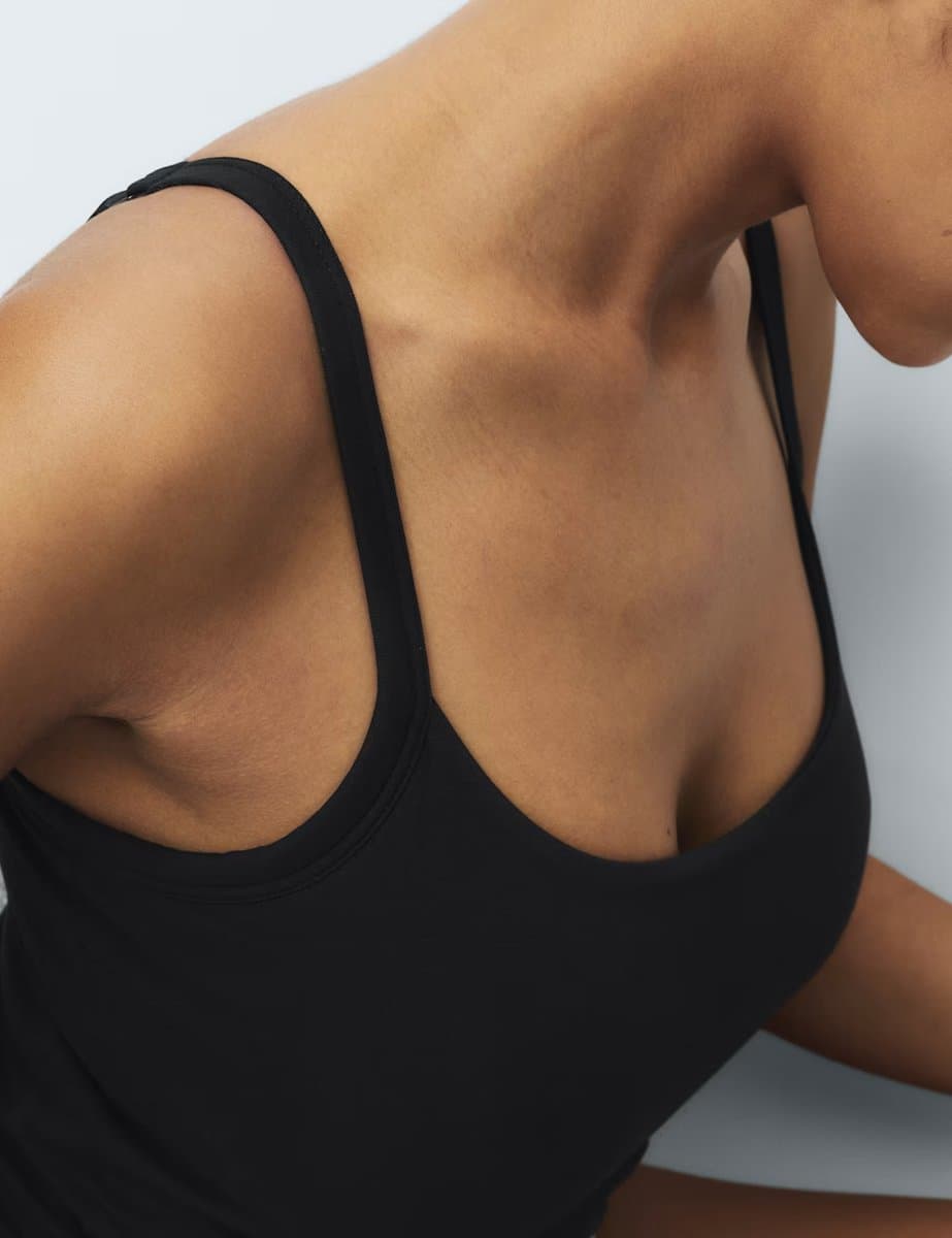 Marks & Spencer M&S 2 Pack Cotton Rich Secret Support Vests F+ Black - 2