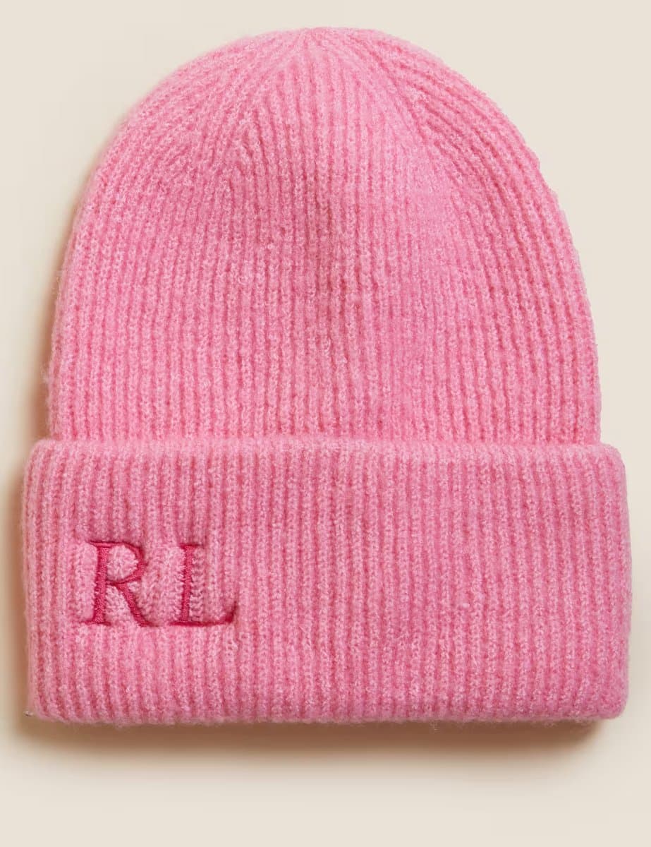 Marks & Spencer M&S Personalised Women's Rib Beanie Hat Petal Pink