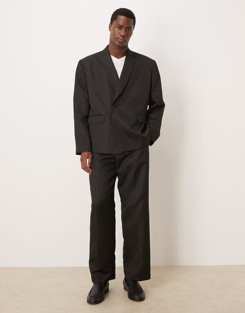 ASOS ASOS DESIGN micro sequin wide suit trousers in black