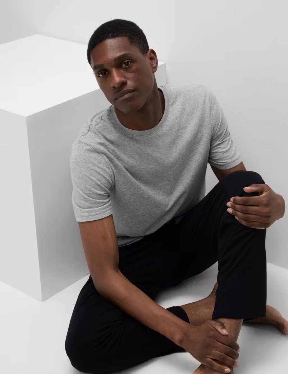 Marks & Spencer M&S Pure Cotton Pyjama Set Grey Mix - 2