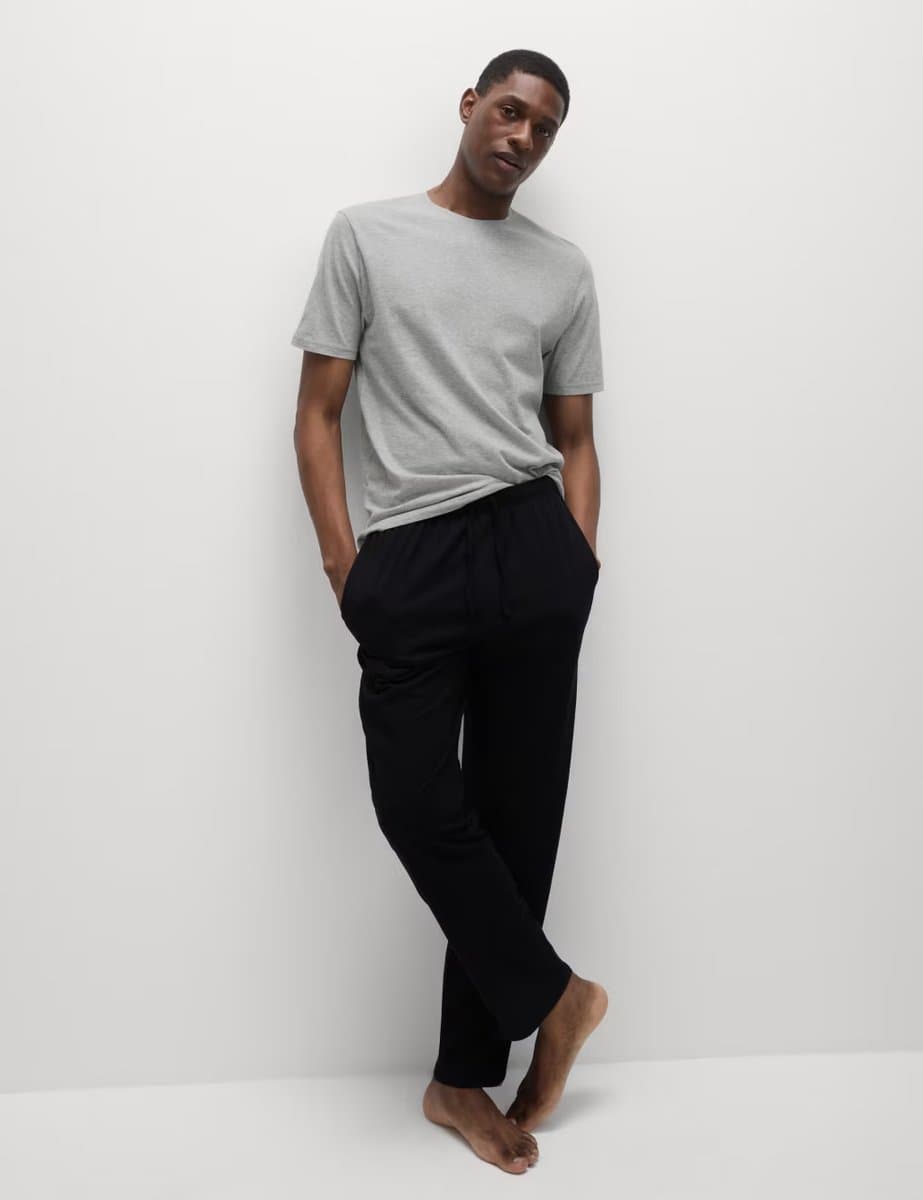 Marks & Spencer M&S Pure Cotton Pyjama Set Grey Mix - 3