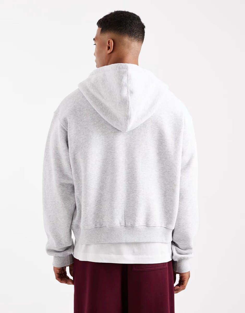 ASOS Cotton On Cropped zip up hoodie in grey - 3