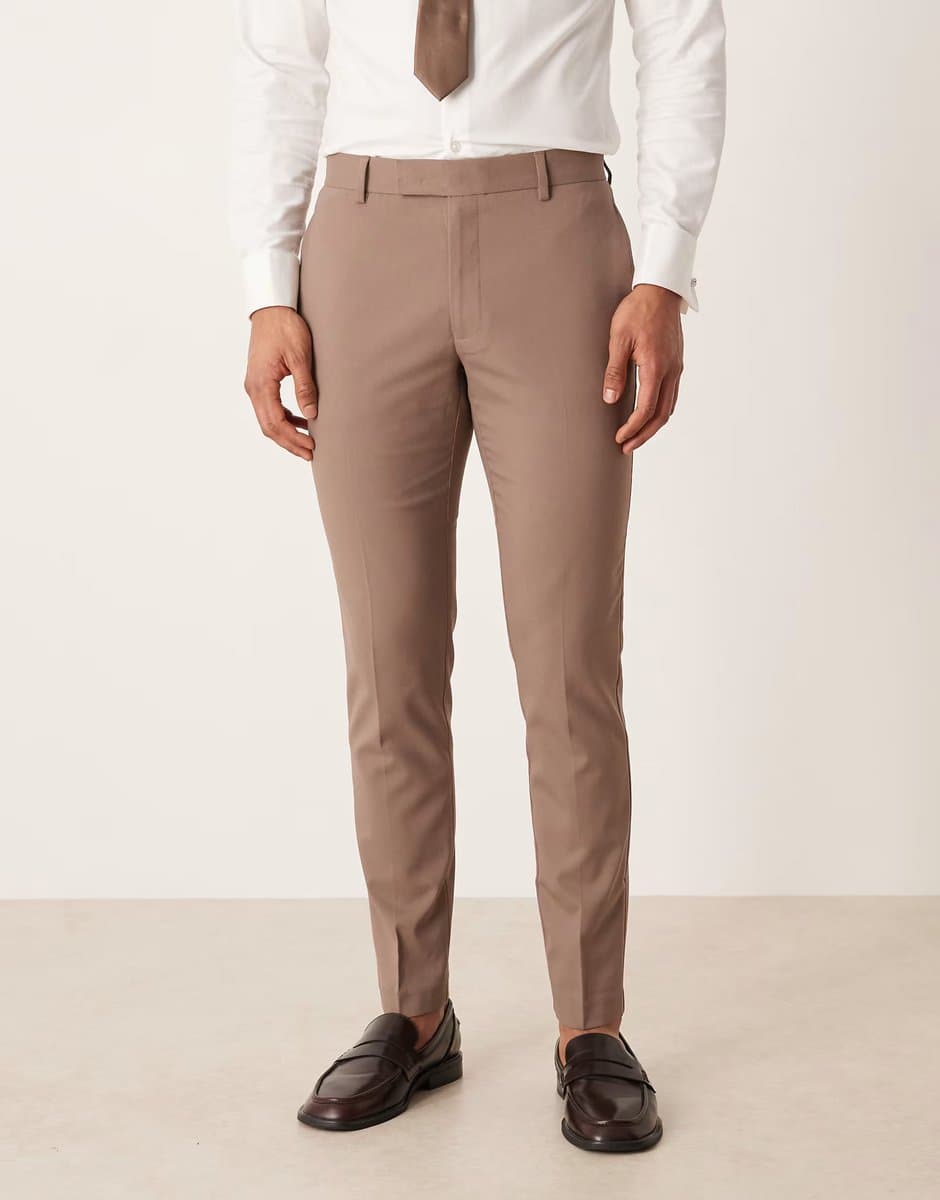 ASOS ASOS DESIGN skinny suit trouser in brown - 2