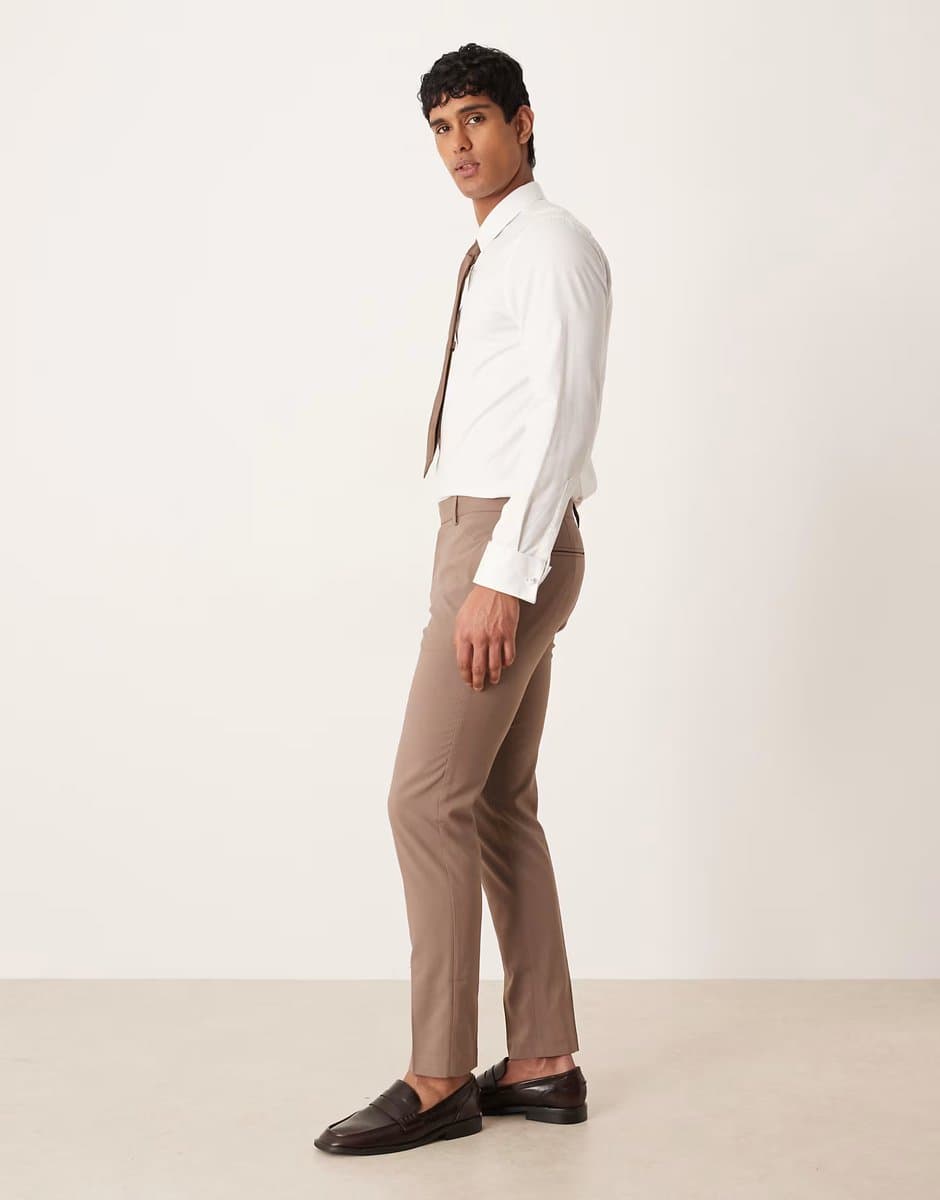 ASOS ASOS DESIGN skinny suit trouser in brown - 3