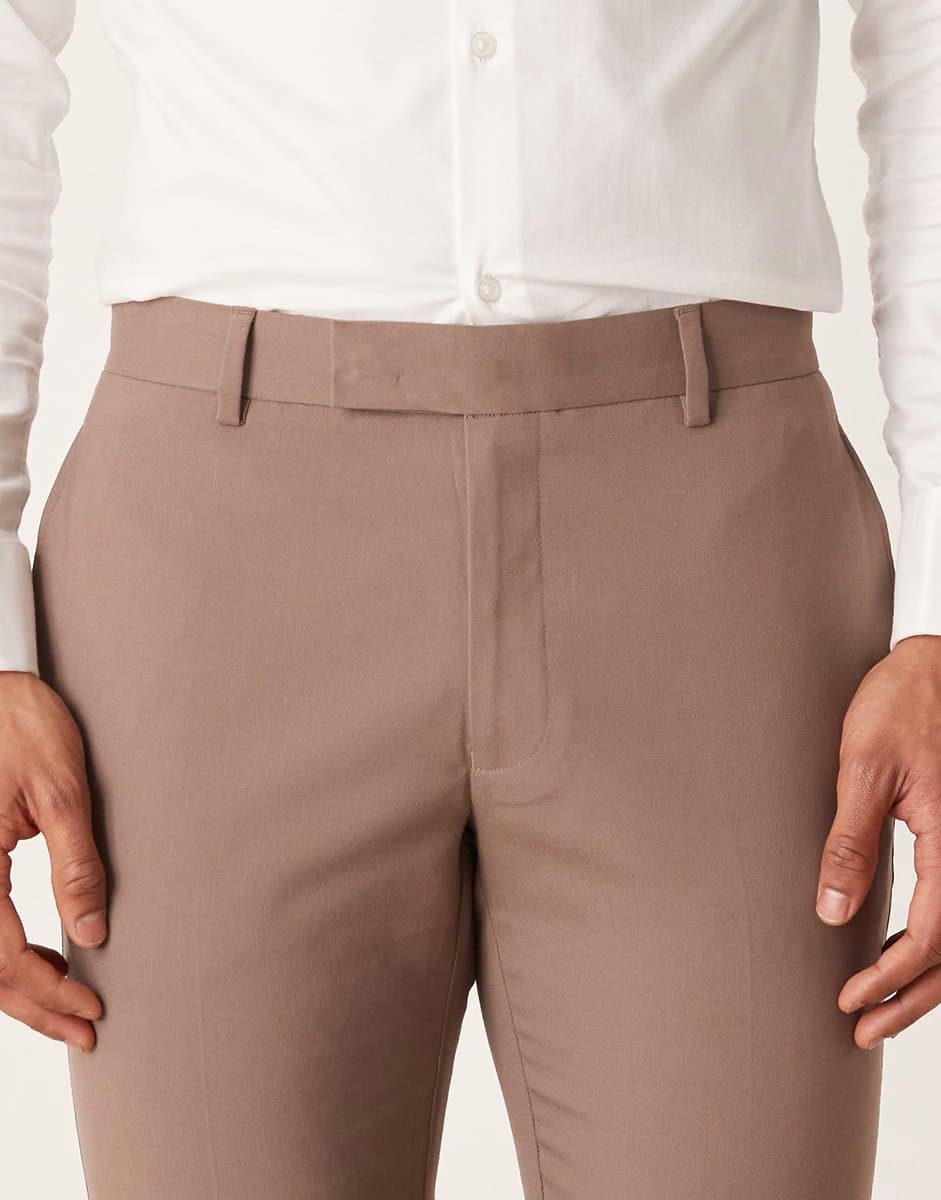 ASOS ASOS DESIGN skinny suit trouser in brown - 5