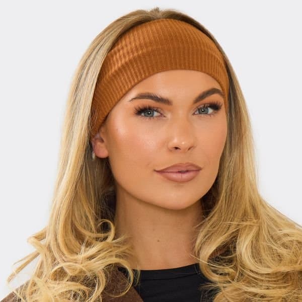 EGO Thin Headband In Brown Ribbed, Women's Size UK One Size