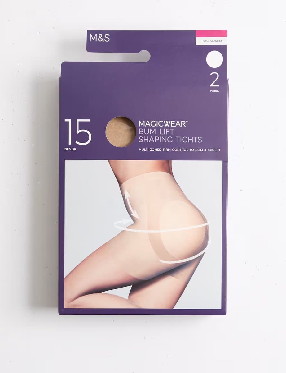 Marks & Spencer M&S 2 Pack 15 Denier Magicwear™ Bum Lift Tights Rose Quartz