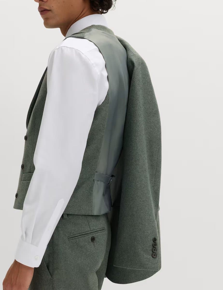 Marks & Spencer M&S Italian Wool Blend Double Breasted Waistcoat Green - 4