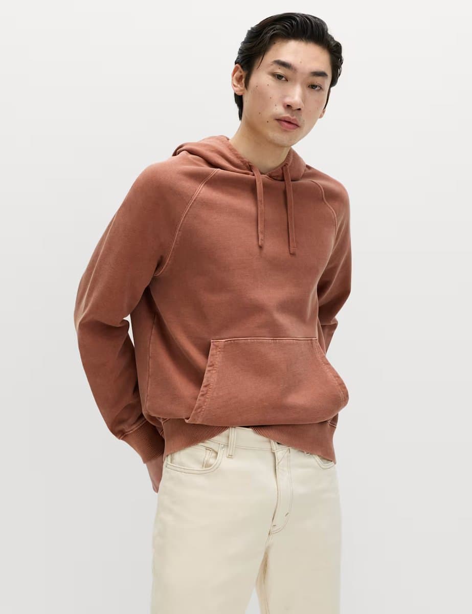 Marks & Spencer M&S Pure Cotton Garment Dyed Hoodie Rust