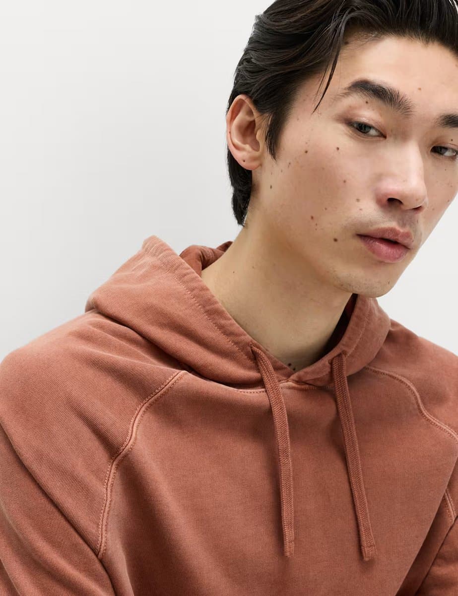 Marks & Spencer M&S Pure Cotton Garment Dyed Hoodie Rust - 2