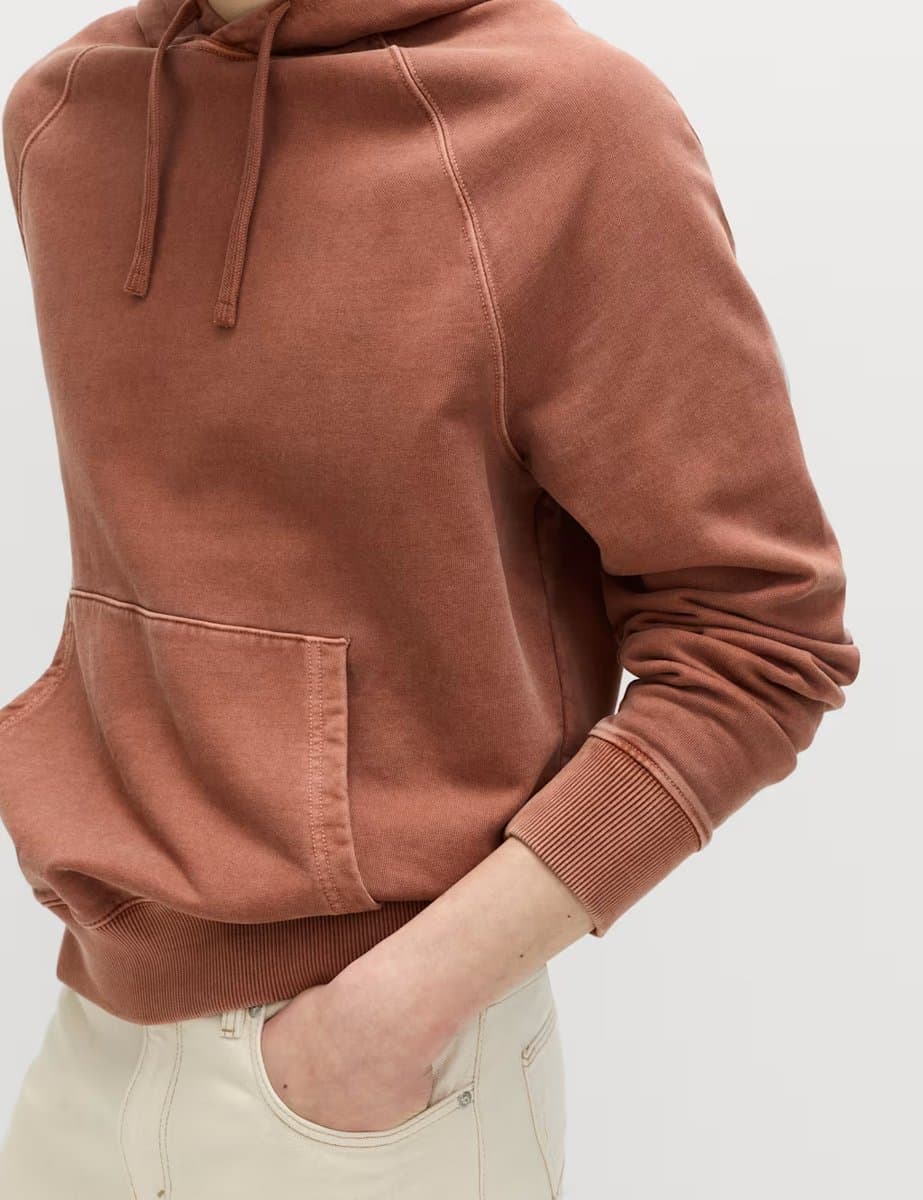 Marks & Spencer M&S Pure Cotton Garment Dyed Hoodie Rust - 3