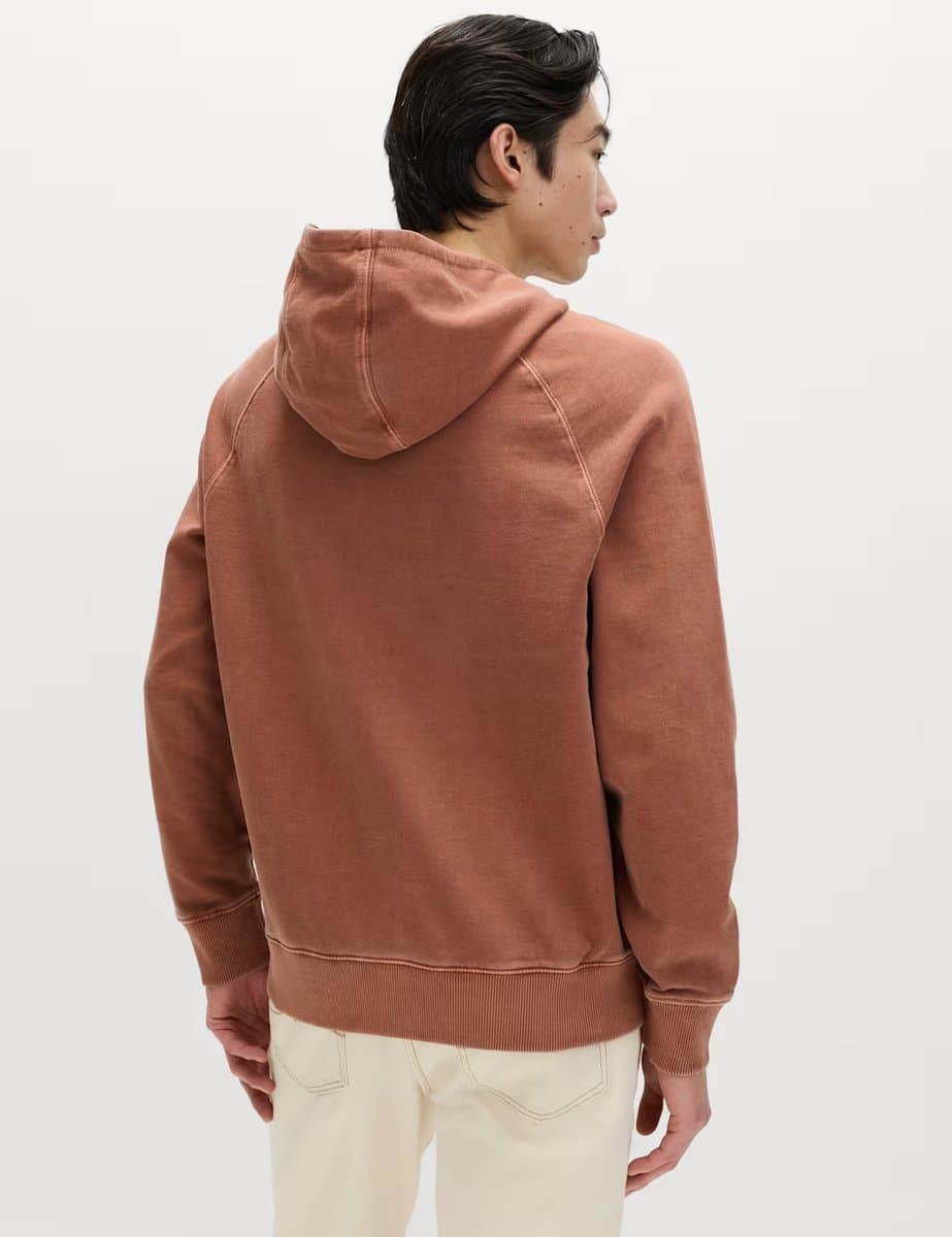 Marks & Spencer M&S Pure Cotton Garment Dyed Hoodie Rust - 4