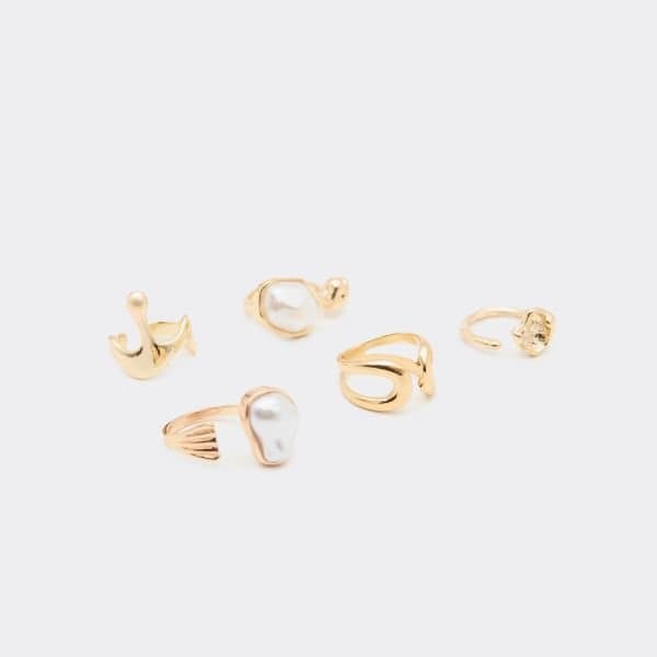 EGO 5 Piece Multi Ring Pack In Gold, Women's Size UK One Size