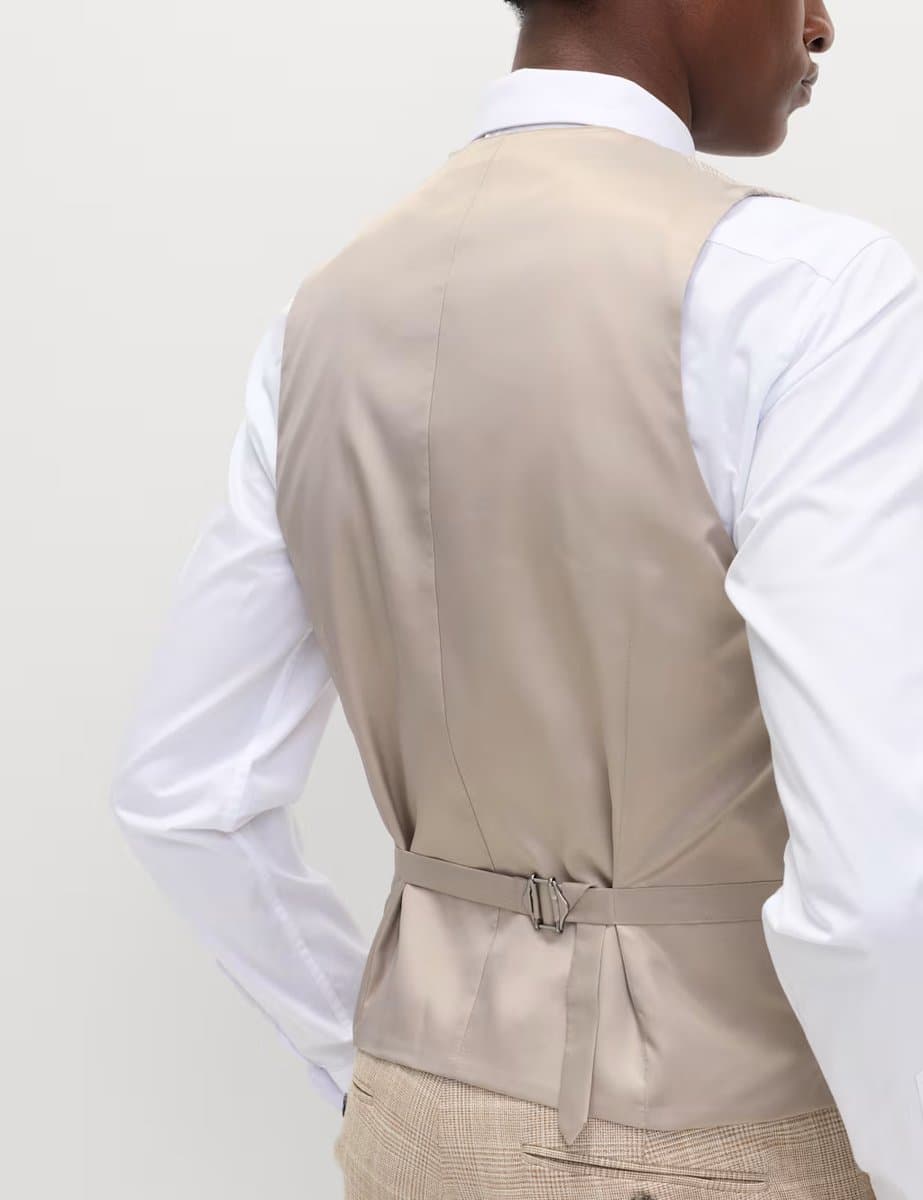 Marks & Spencer M&S Regular Fit Check Waistcoat Neutral - 4