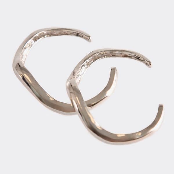 EGO Wave Shaped Double Bangle Bracelet In Silver, Women's Size UK One Size - 2