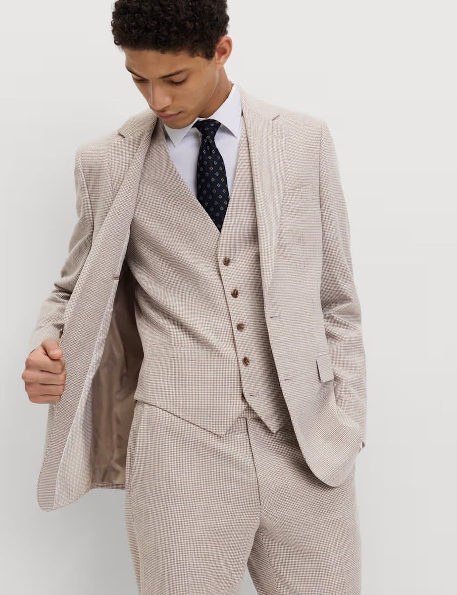 Marks & Spencer M&S Taliored Fit Check Waistcoat Neutral - 4