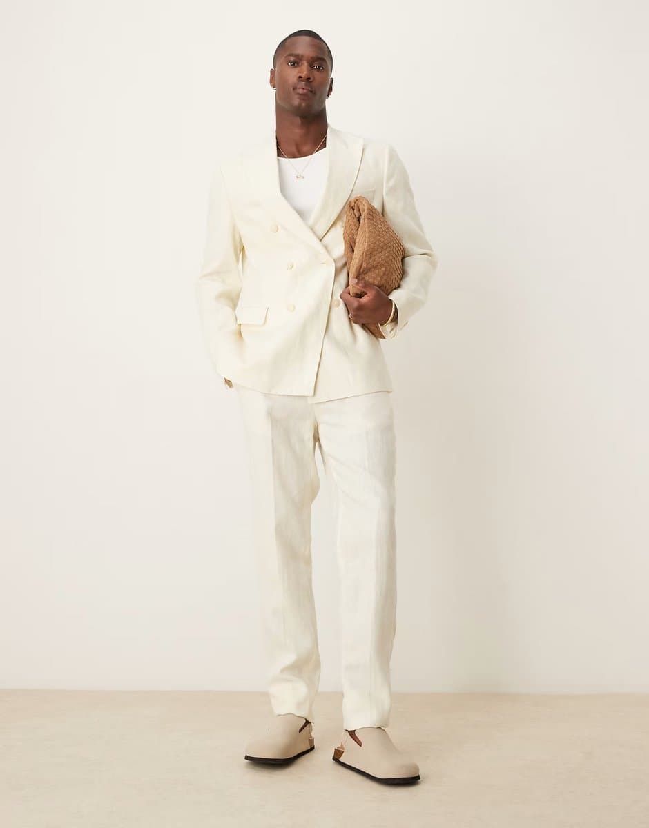 ASOS Mango slim fit suit co-ord in ecru