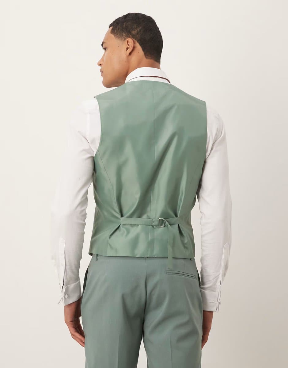ASOS ASOS DESIGN skinny suit waistcoat in dark green - 3