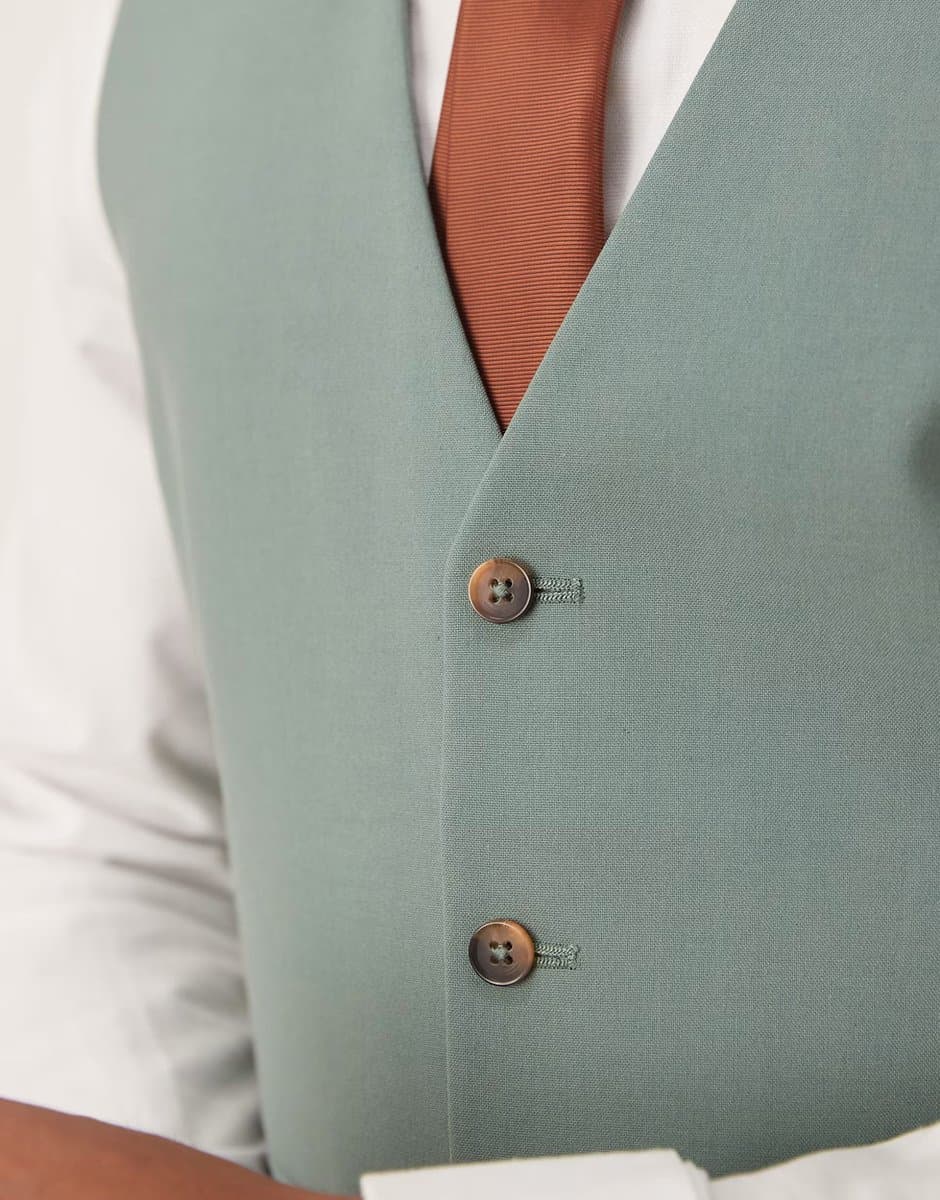 ASOS ASOS DESIGN skinny suit waistcoat in dark green - 5