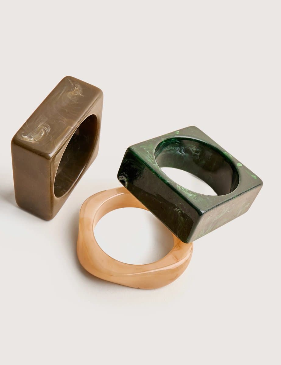 Public Desire 3 Pack Square Resin Bangle Set Multi - 2
