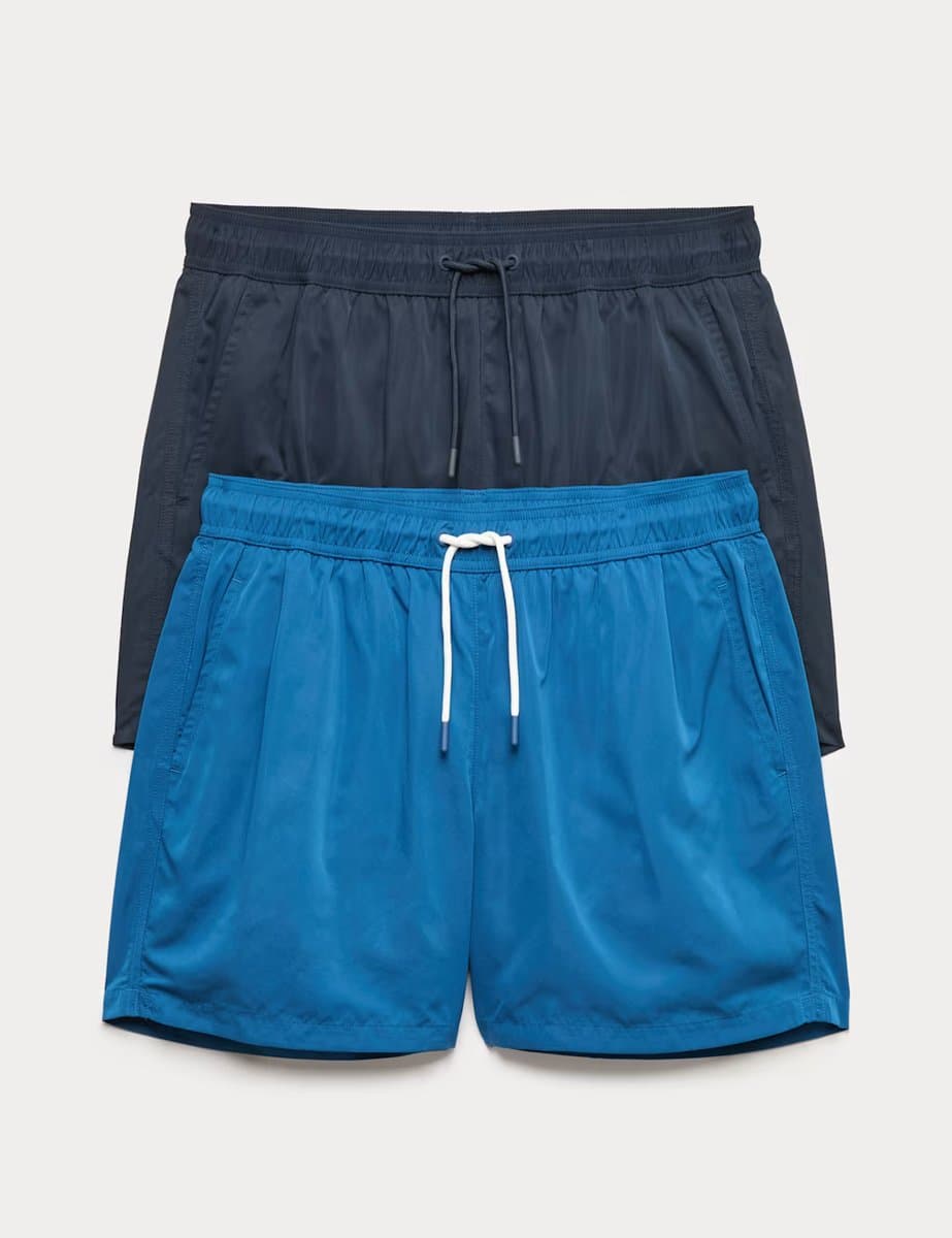 Marks & Spencer M&S 2 Pack Quick Dry Swim Shorts Blue Mix