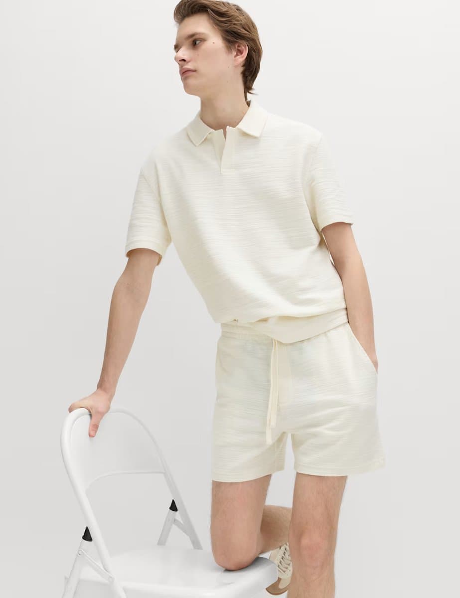 Marks & Spencer M&S Bouclé Cotton Rich Shorts Ecru - 2