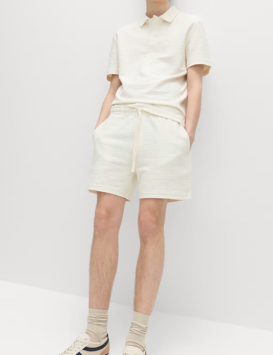 Marks & Spencer M&S Bouclé Cotton Rich Shorts Ecru - 5