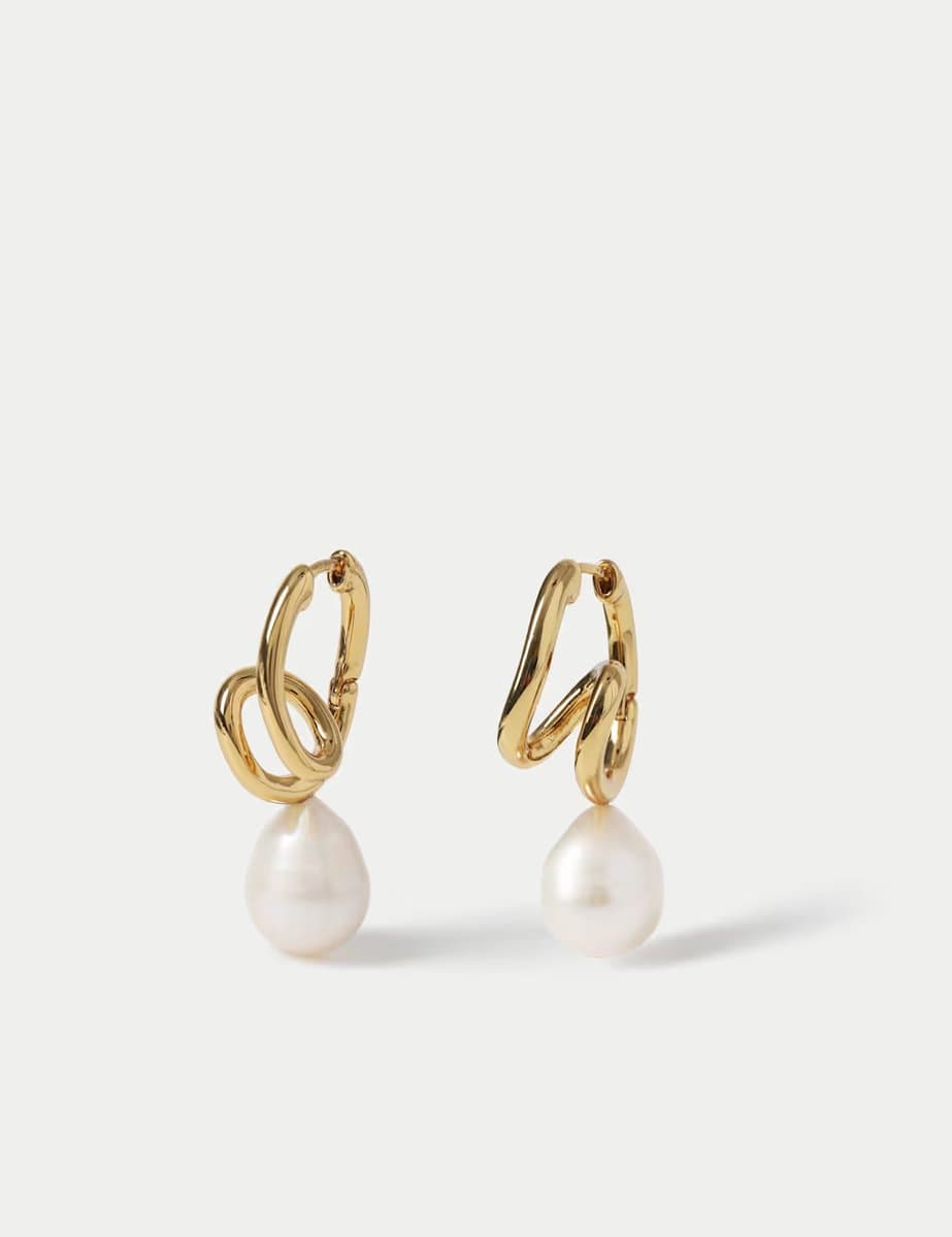 Marks & Spencer M&S 18k Gold Plated Pearl Earrings Gold