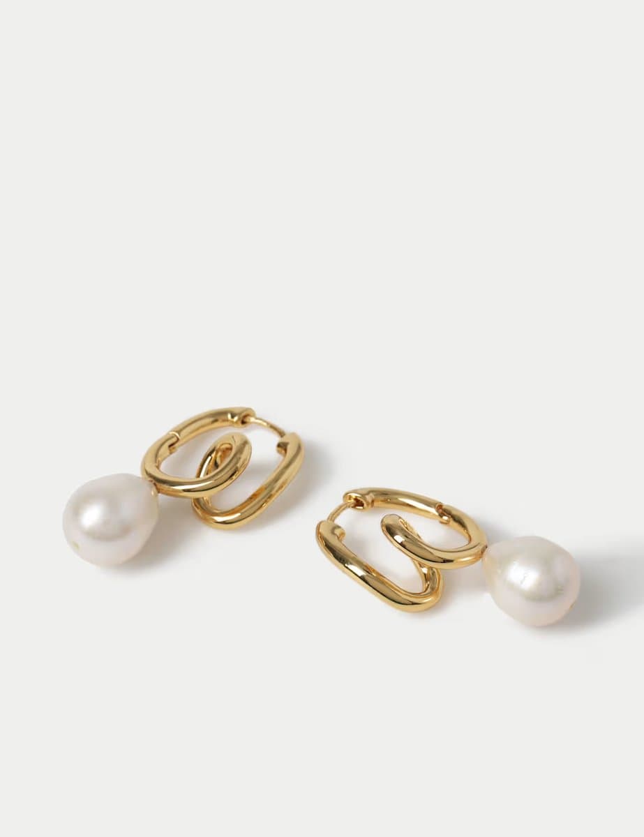 Marks & Spencer M&S 18k Gold Plated Pearl Earrings Gold - 3