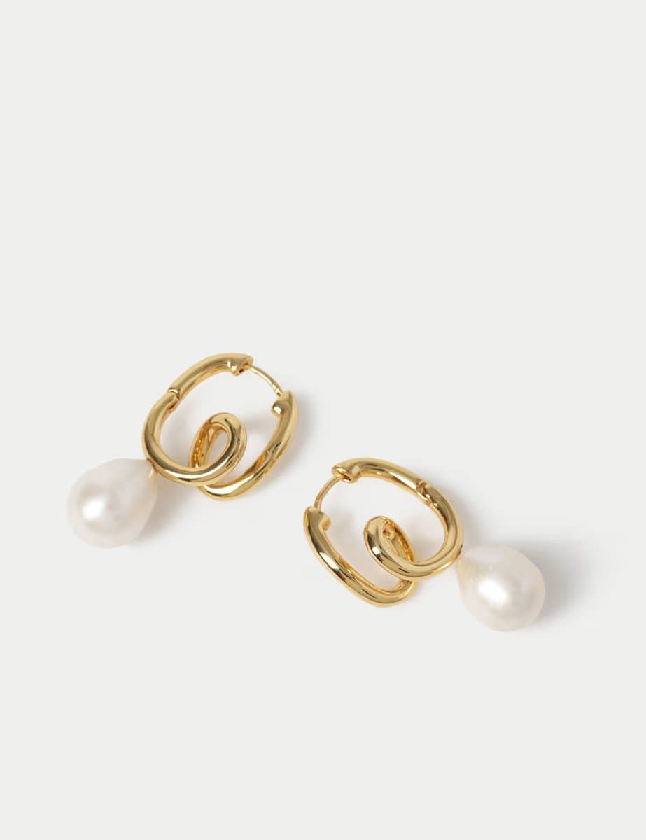 Marks & Spencer M&S 18k Gold Plated Pearl Earrings Gold - 4