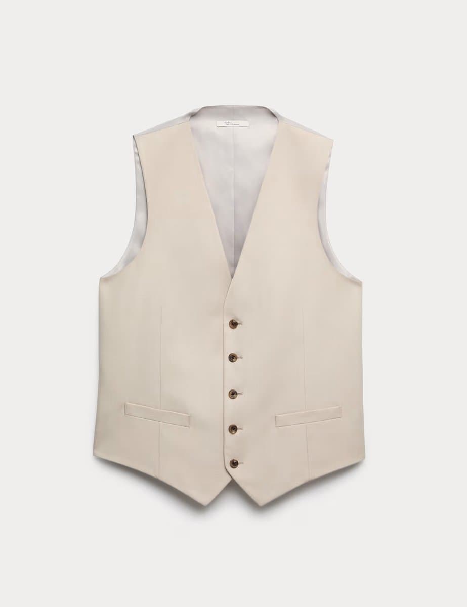 Marks & Spencer M&S Ultimate Waistcoat With Stretch Ecru - 2