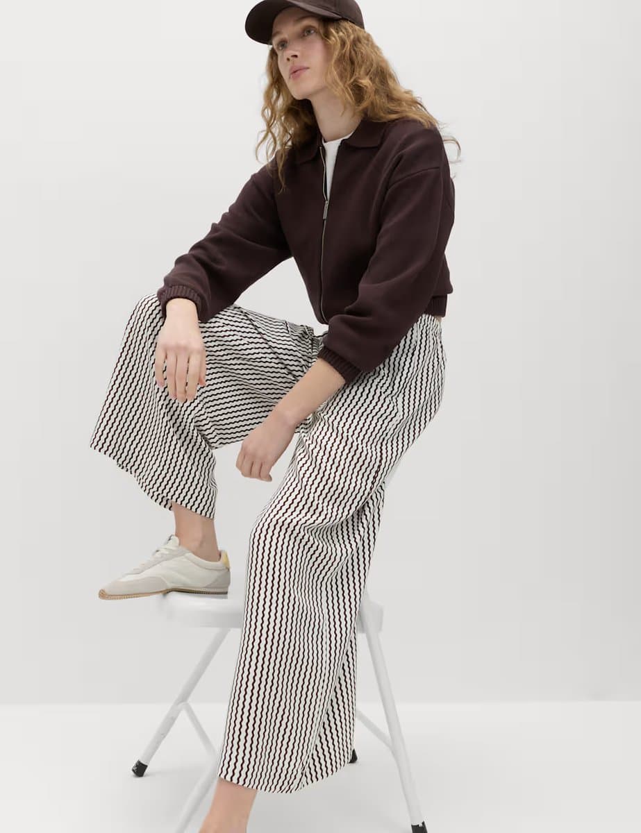 Marks & Spencer M&S Printed Pull On Wide Leg Culottes Brown Mix - 3