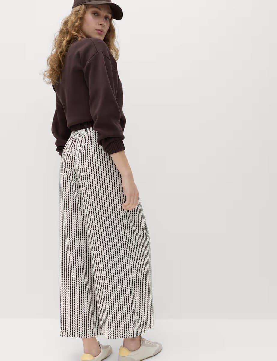 Marks & Spencer M&S Printed Pull On Wide Leg Culottes Brown Mix - 4