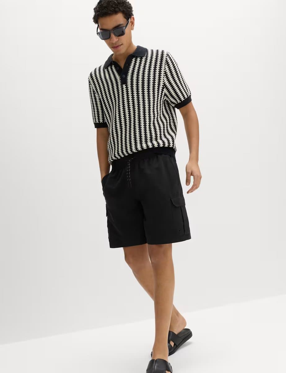 Marks & Spencer M&S Quick Dry Longer Length Cargo Swim Shorts Black