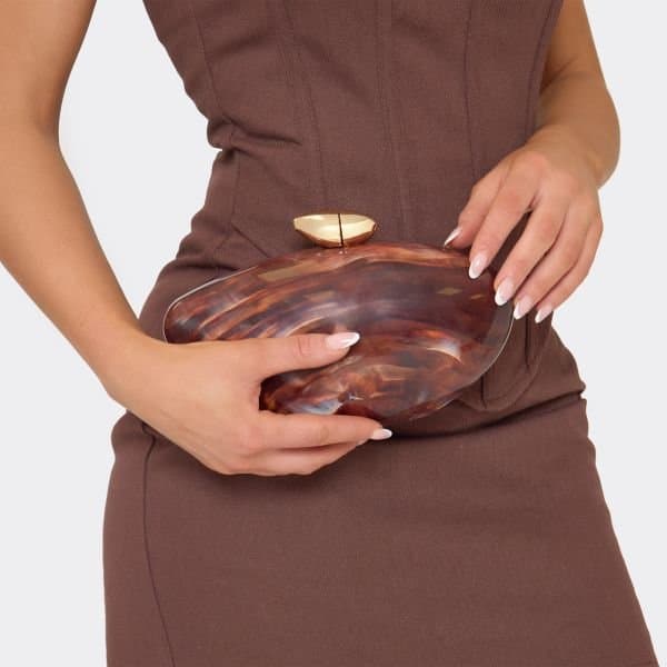 EGO Leela Shaped Clutch Bag In Brown Multi, Women's Size UK One Size