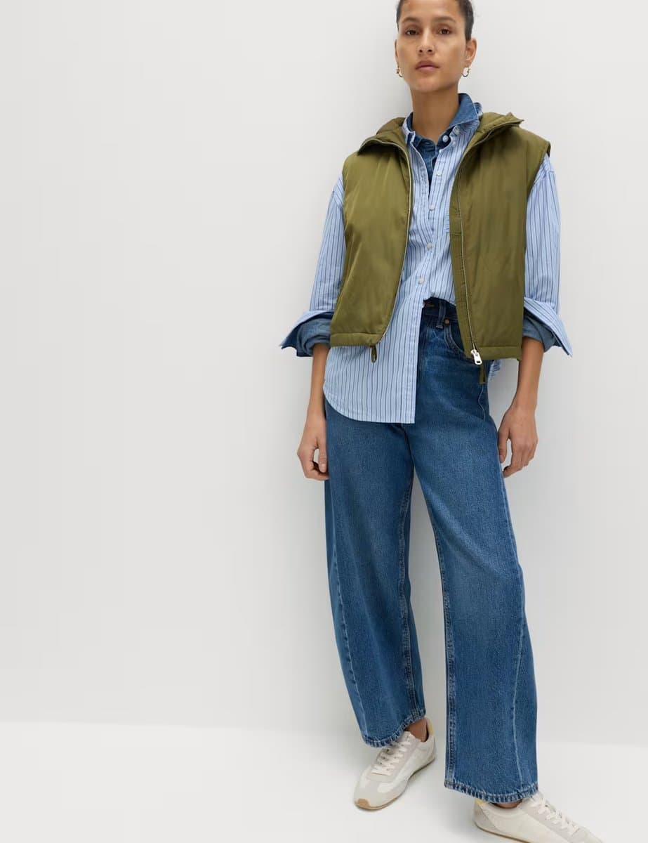 Marks & Spencer M&S Padded Hooded Cropped Gilet Olive - 5