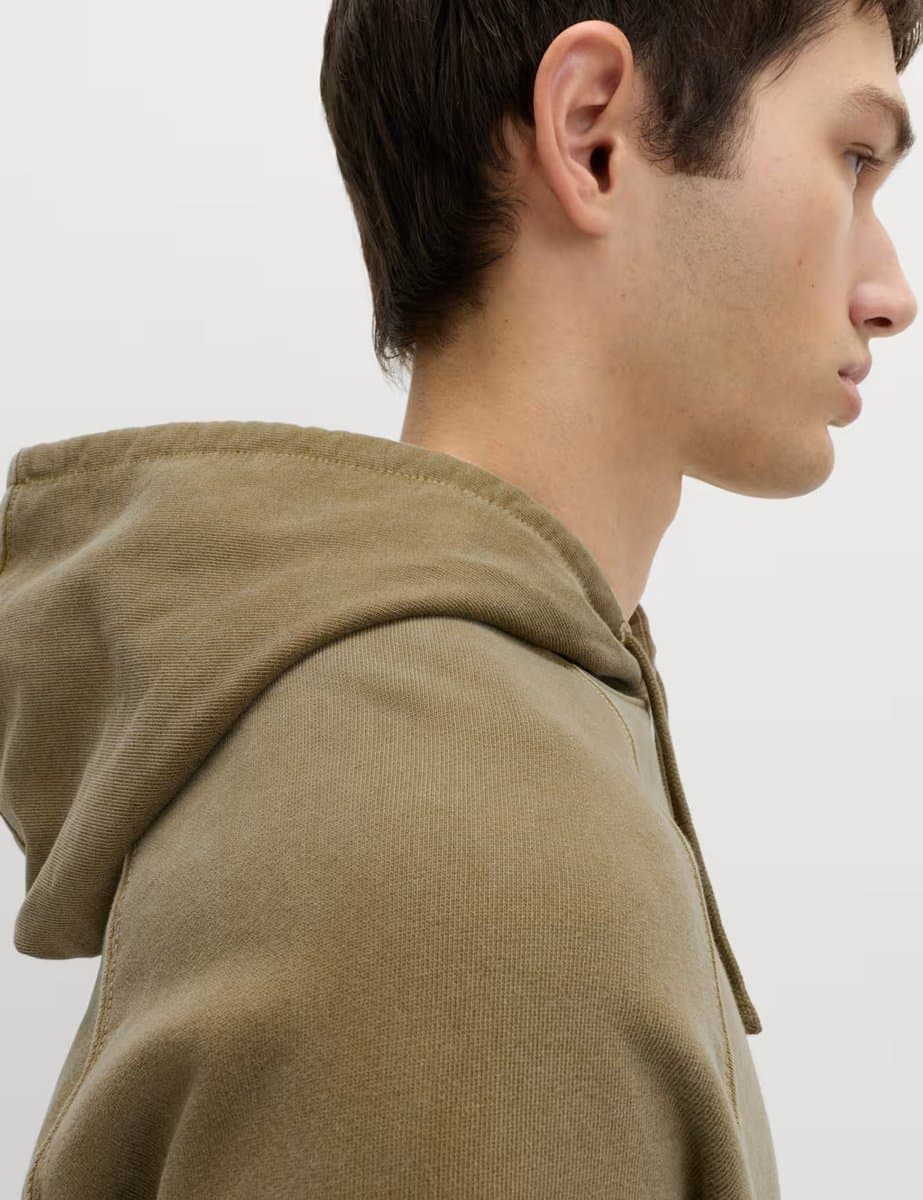 Marks & Spencer M&S Pure Cotton Garment Dyed Hoodie Olive - 2