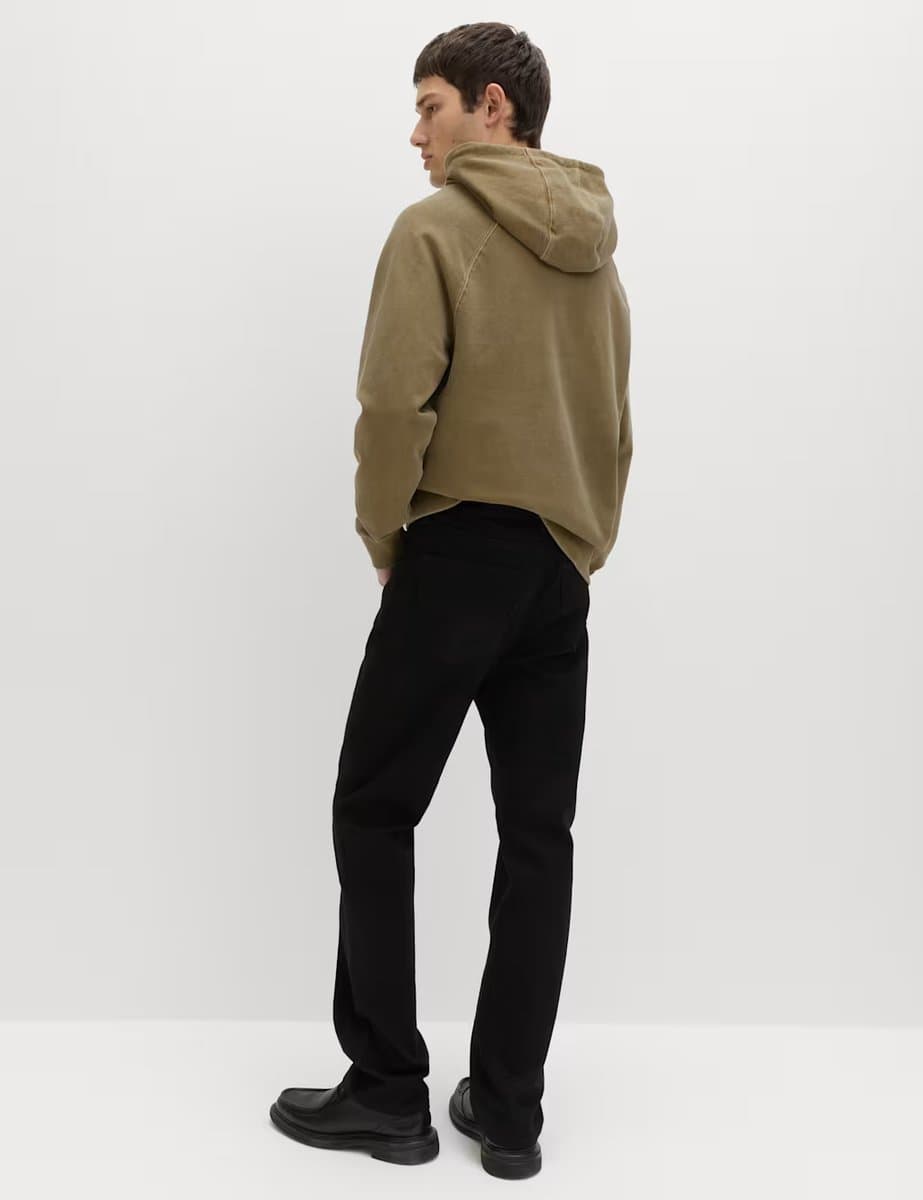 Marks & Spencer M&S Pure Cotton Garment Dyed Hoodie Olive - 5