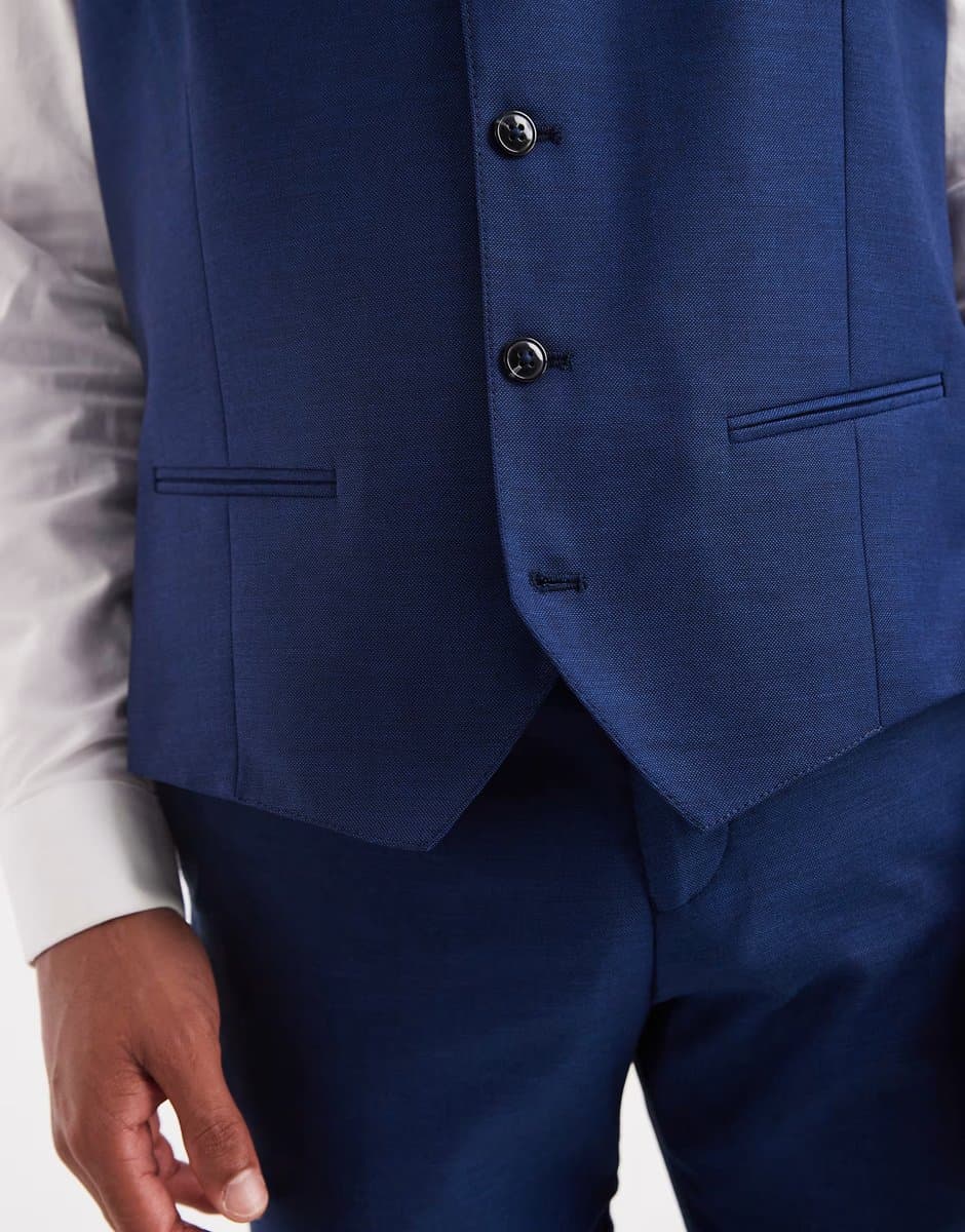 ASOS Jack & Jones slim fit wool blend waistcoat in blue - 5