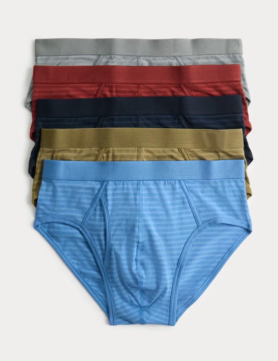 Marks & Spencer M&S 5 Pack Cotton Stretch Cool & Fresh™ Briefs Multi