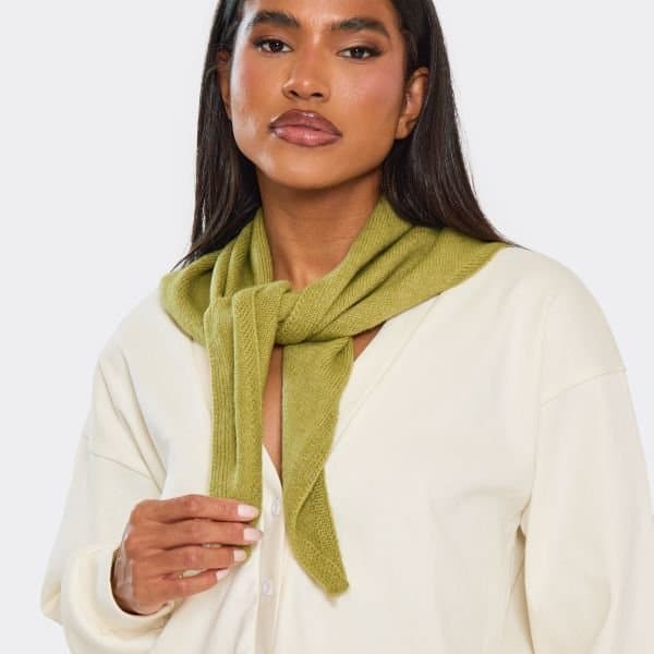EGO Tie Front Shawl Scarf In Green, Women's Size UK One Size