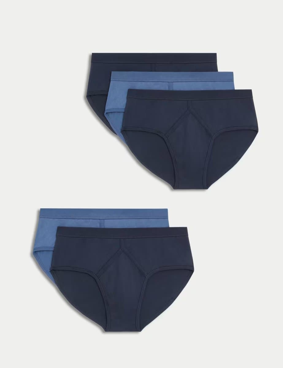 Marks & Spencer M&S 5 Pack Essential Cotton Briefs Navy/Blue