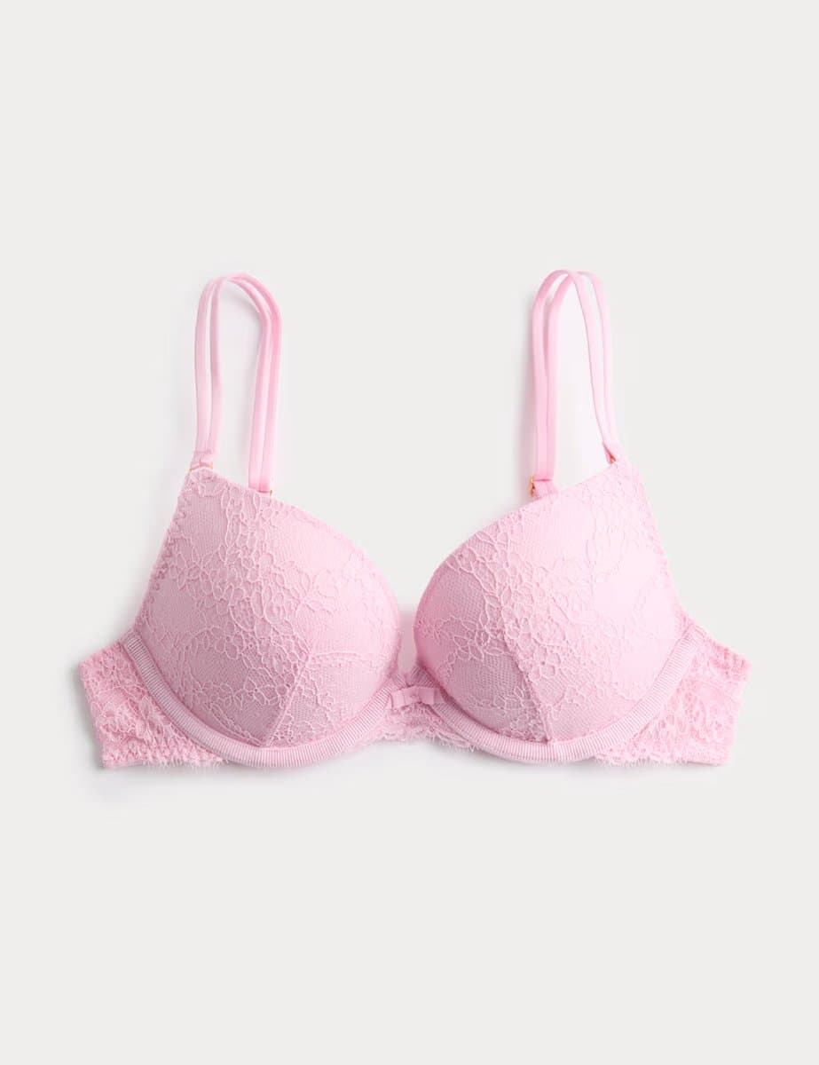 Marks & Spencer M&S Ida Lace Wired Push-Up Plunge Bra (A-E) Pink Sorbet - 2