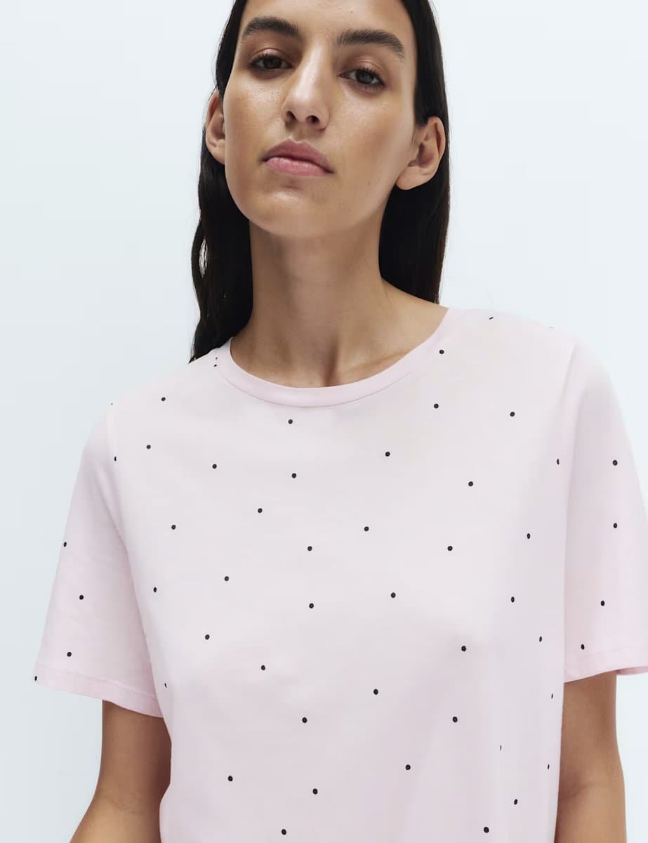 Marks & Spencer M&S Cotton Modal Printed Long Nightdress Pink Mix - 2