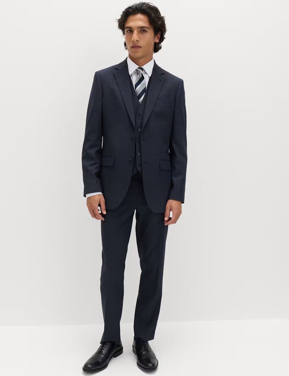 Marks & Spencer M&S Textured Stretch Waistcoat Navy - 4