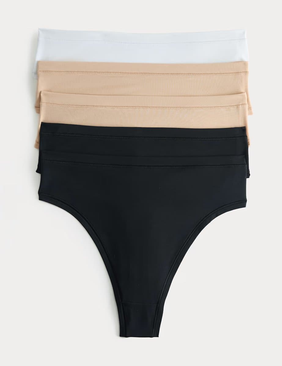 Marks & Spencer M&S 5 Pack Flexifit™ Modal Rich Thongs Black Mix