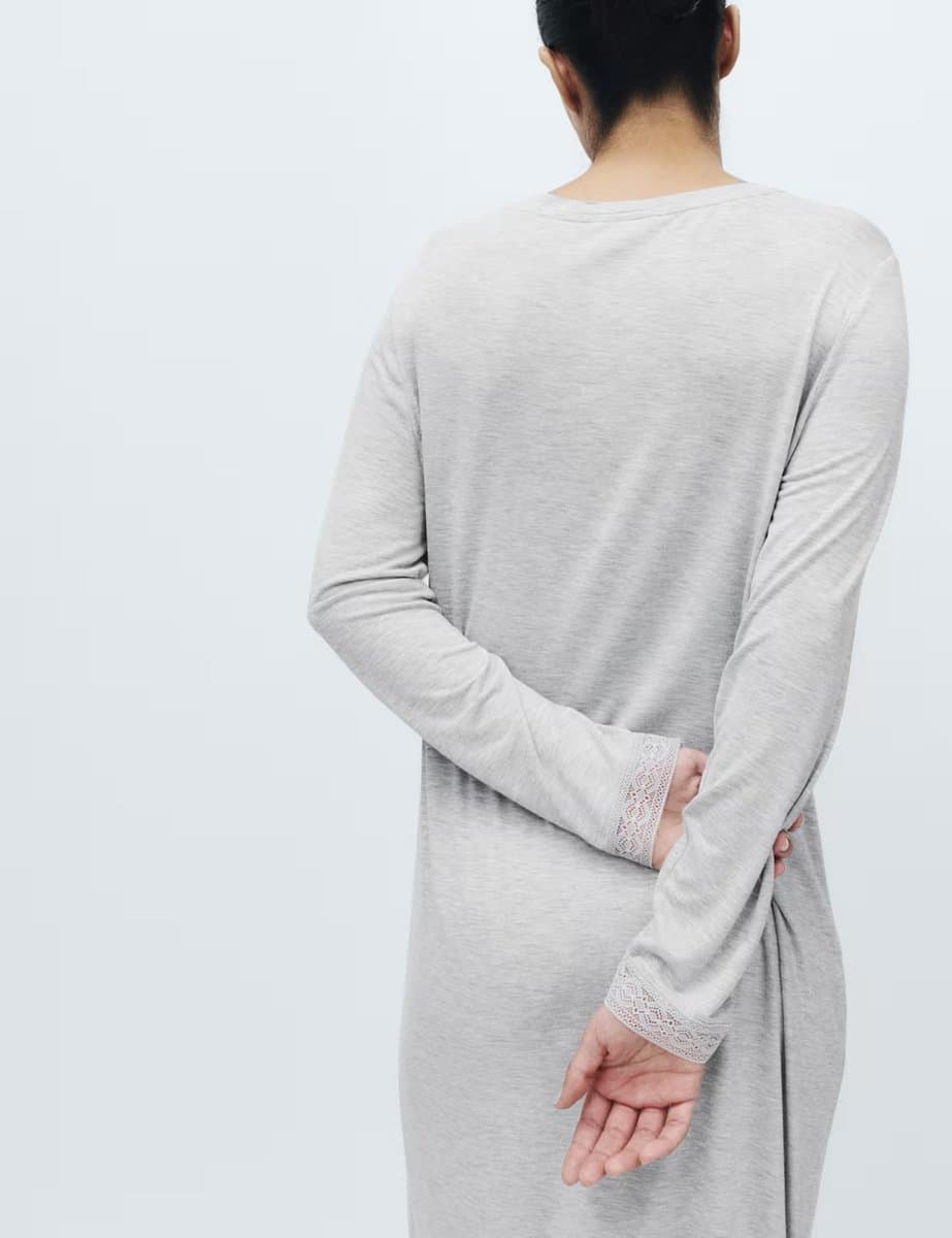 Marks & Spencer M&S Lace Trim Nightdress Grey - 3